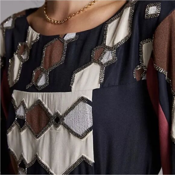 Anthropologie beaded shift mini dress NWT - Picture 3 of 6